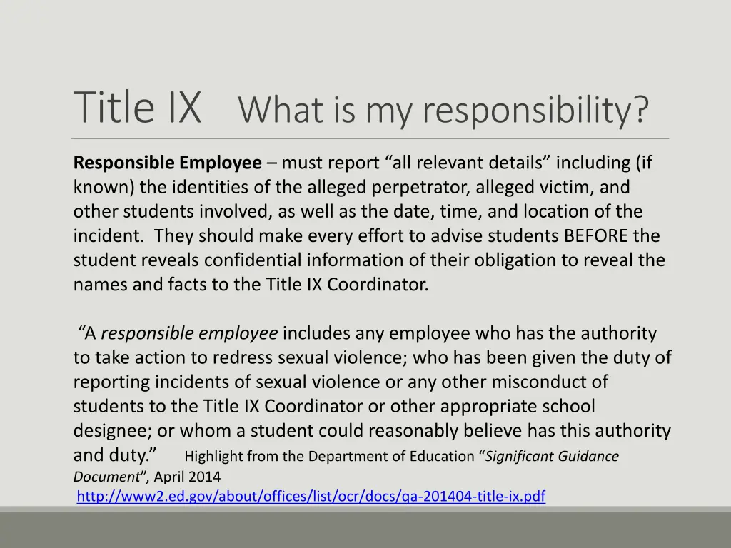 title ix what is my responsibility