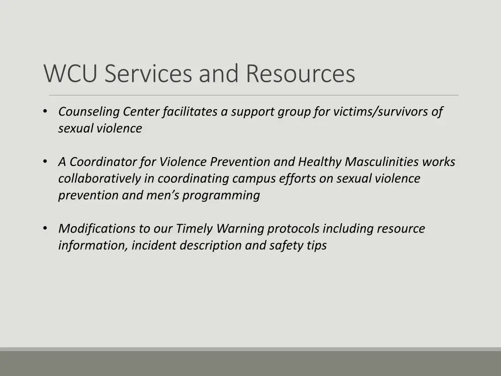 wcu services and resources
