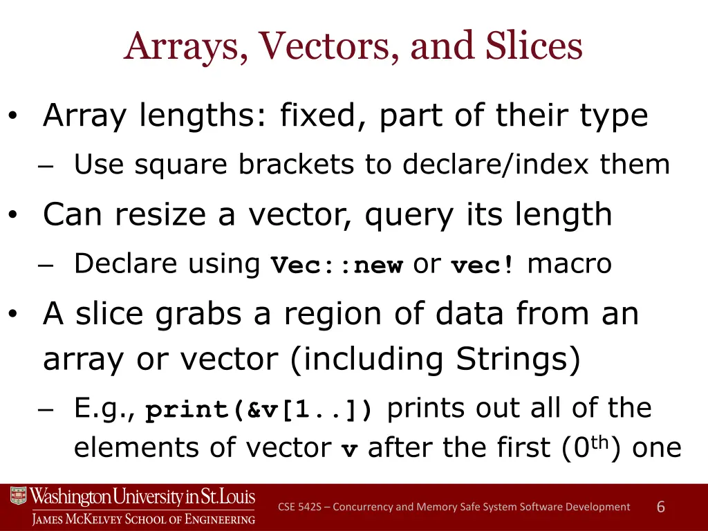 arrays vectors and slices