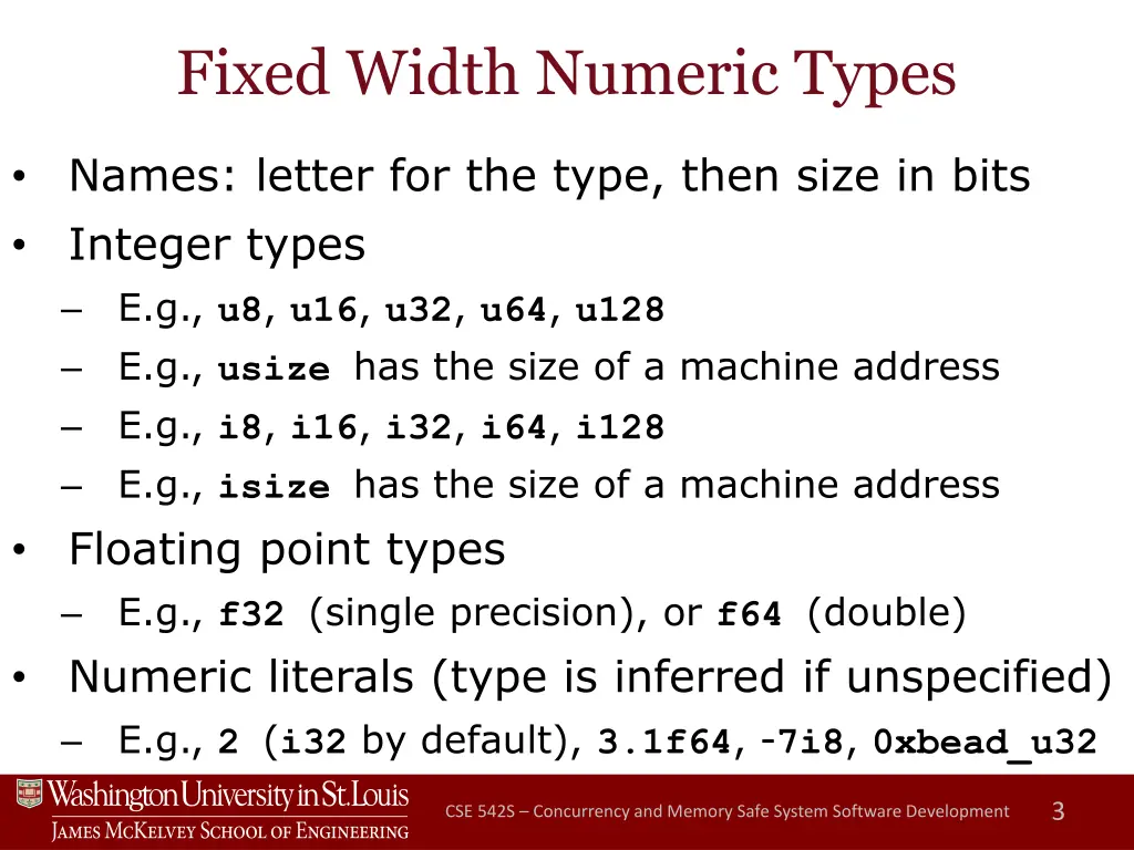 fixed width numeric types