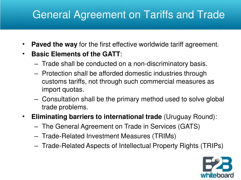 general agreement on tariffs and trade