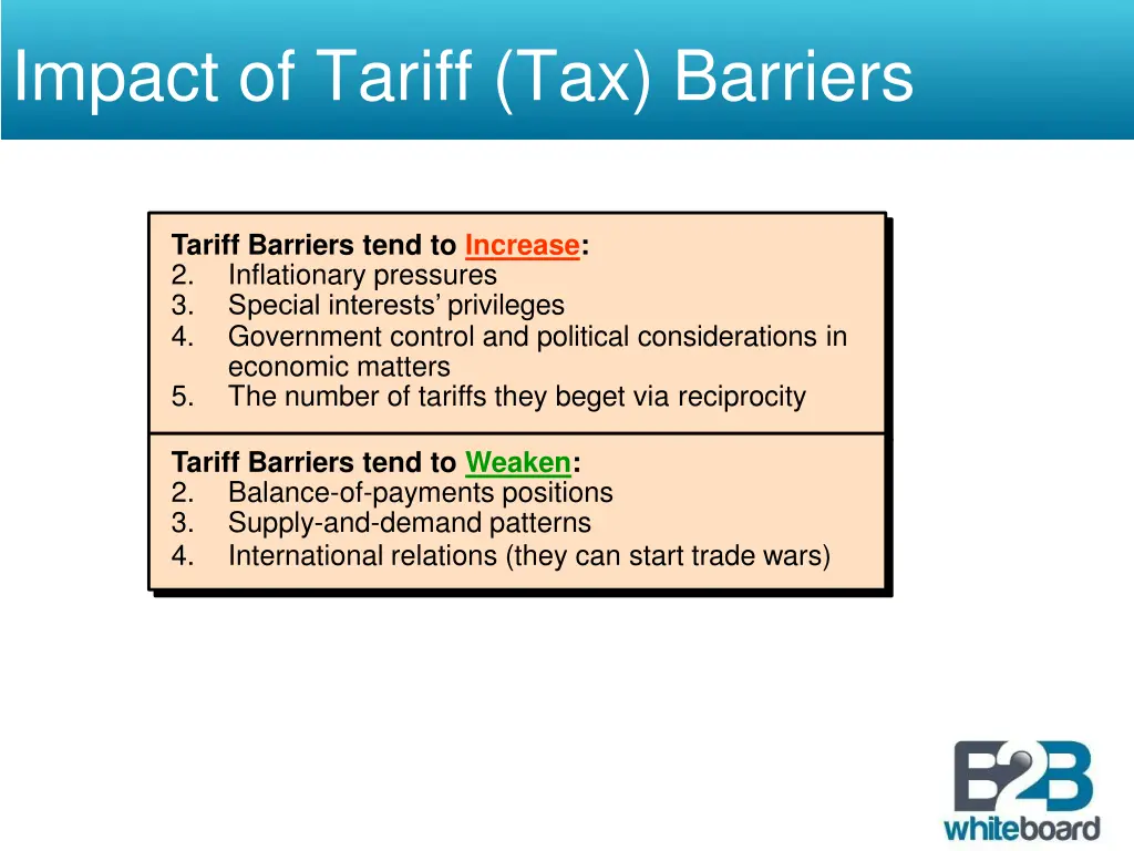impact of tariff tax barriers