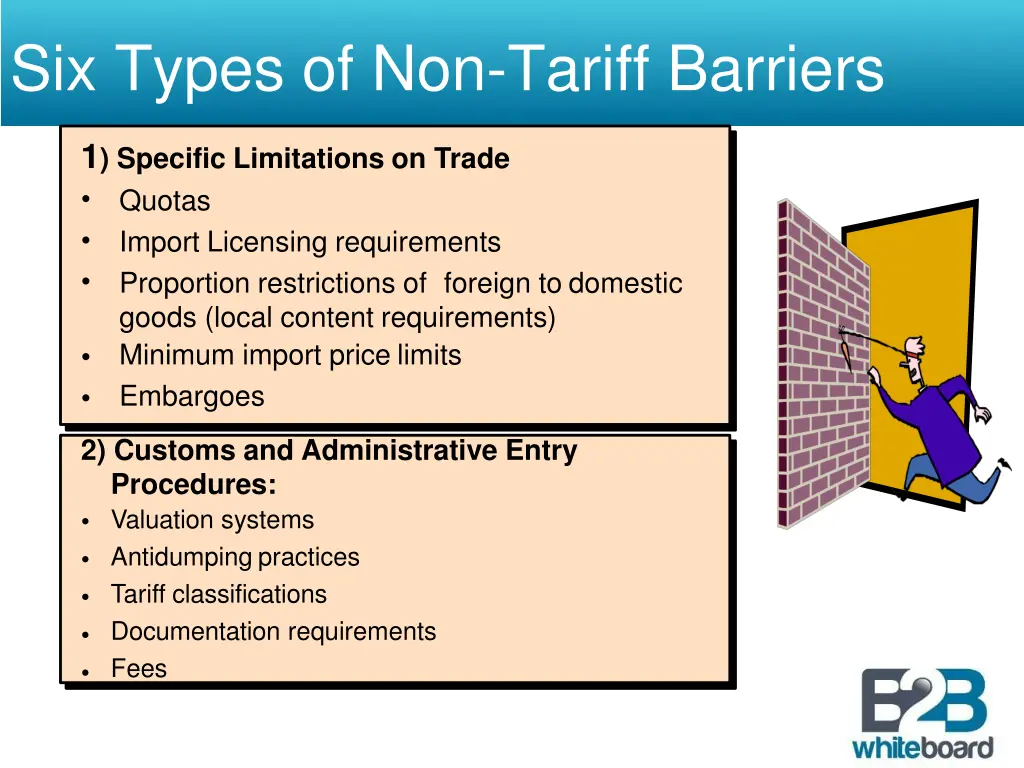 six types of non tariff barriers