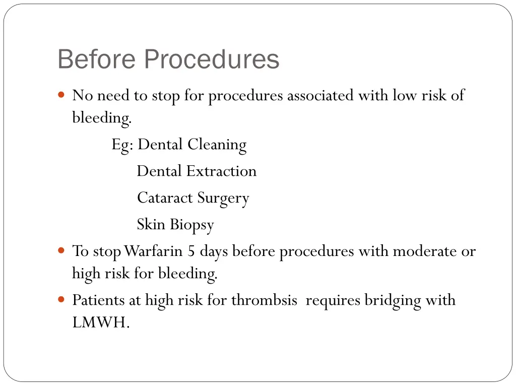 before procedures