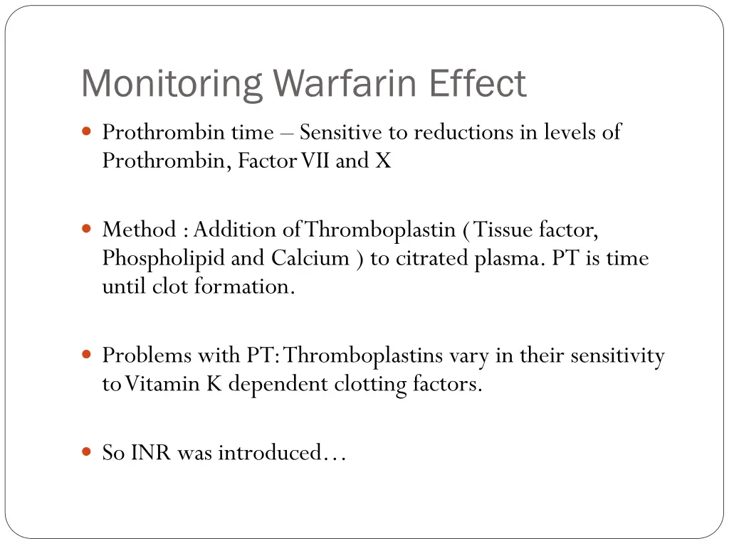 monitoring warfarin effect