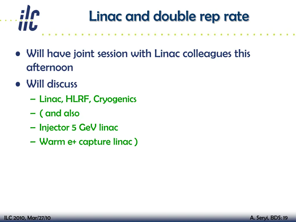 linac and double rep rate