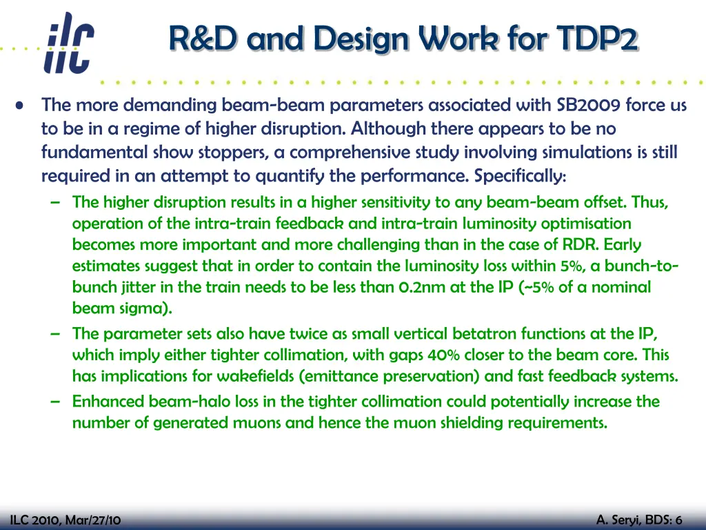 r d and design work for tdp2
