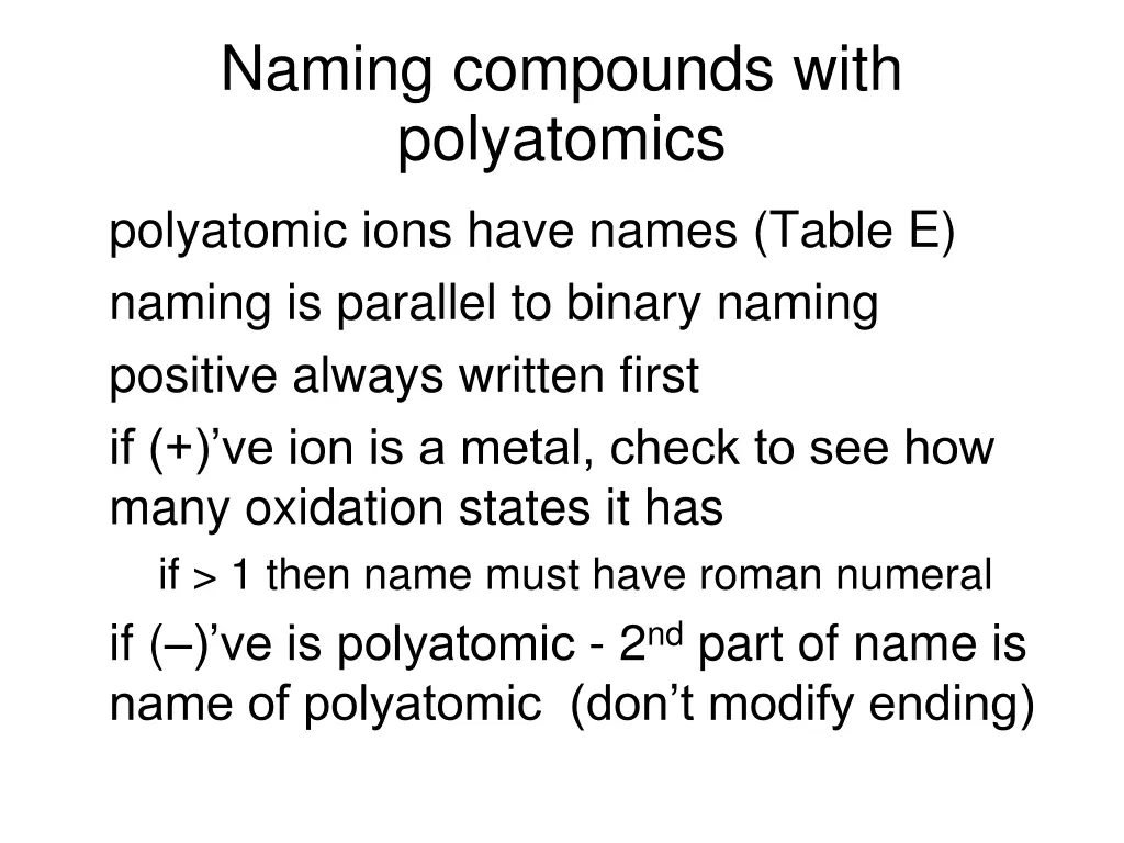 naming compounds with polyatomics