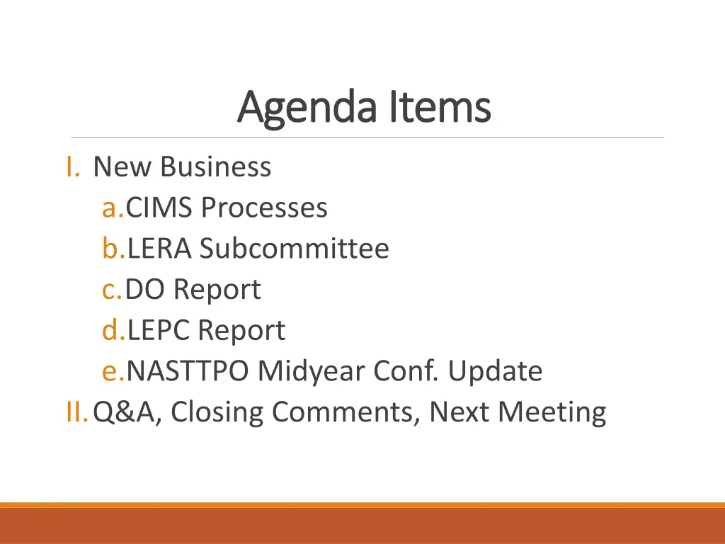 agenda items agenda items 1