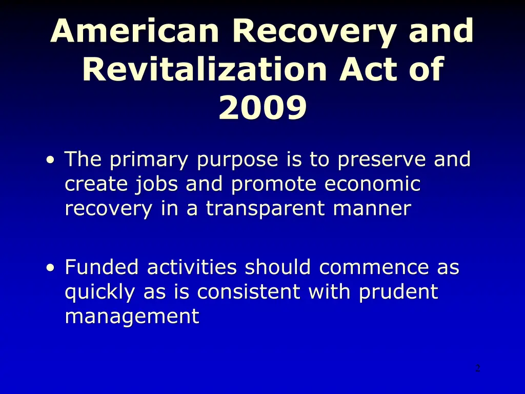 american recovery and revitalization act of 2009
