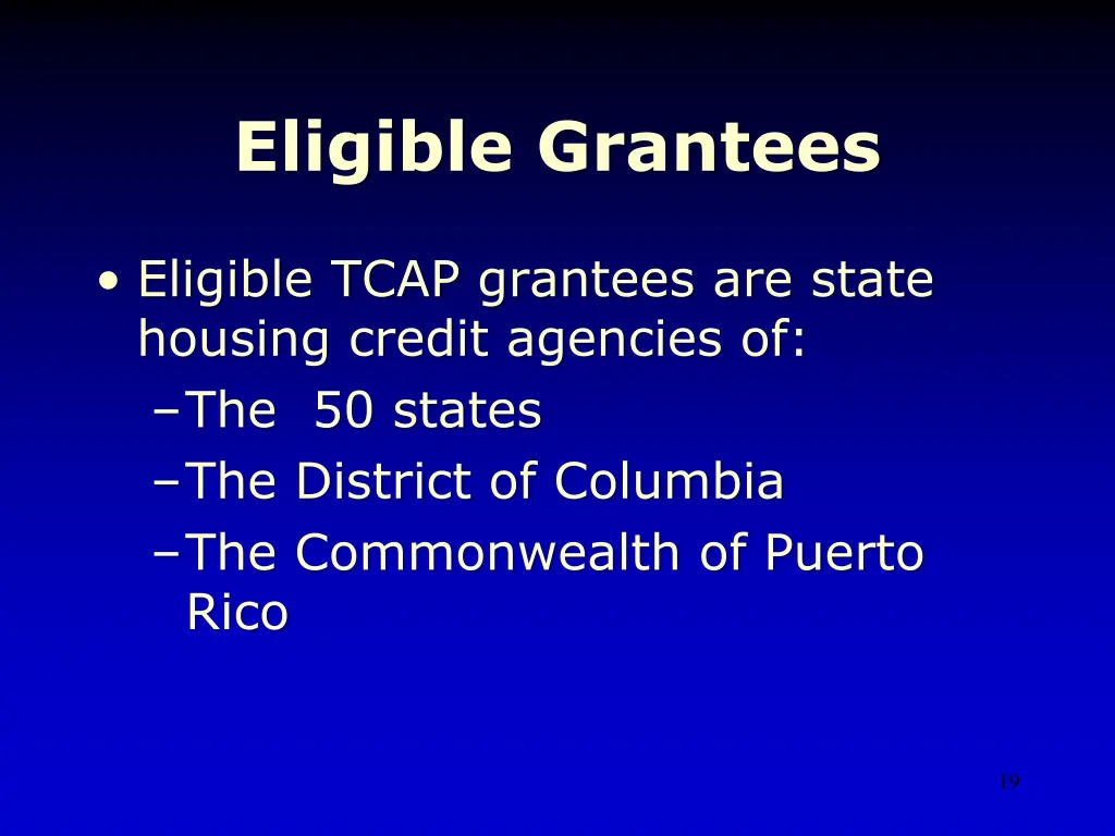 eligible grantees