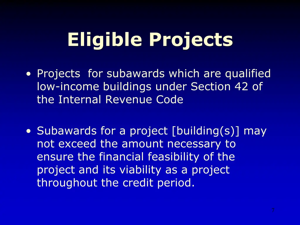 eligible projects