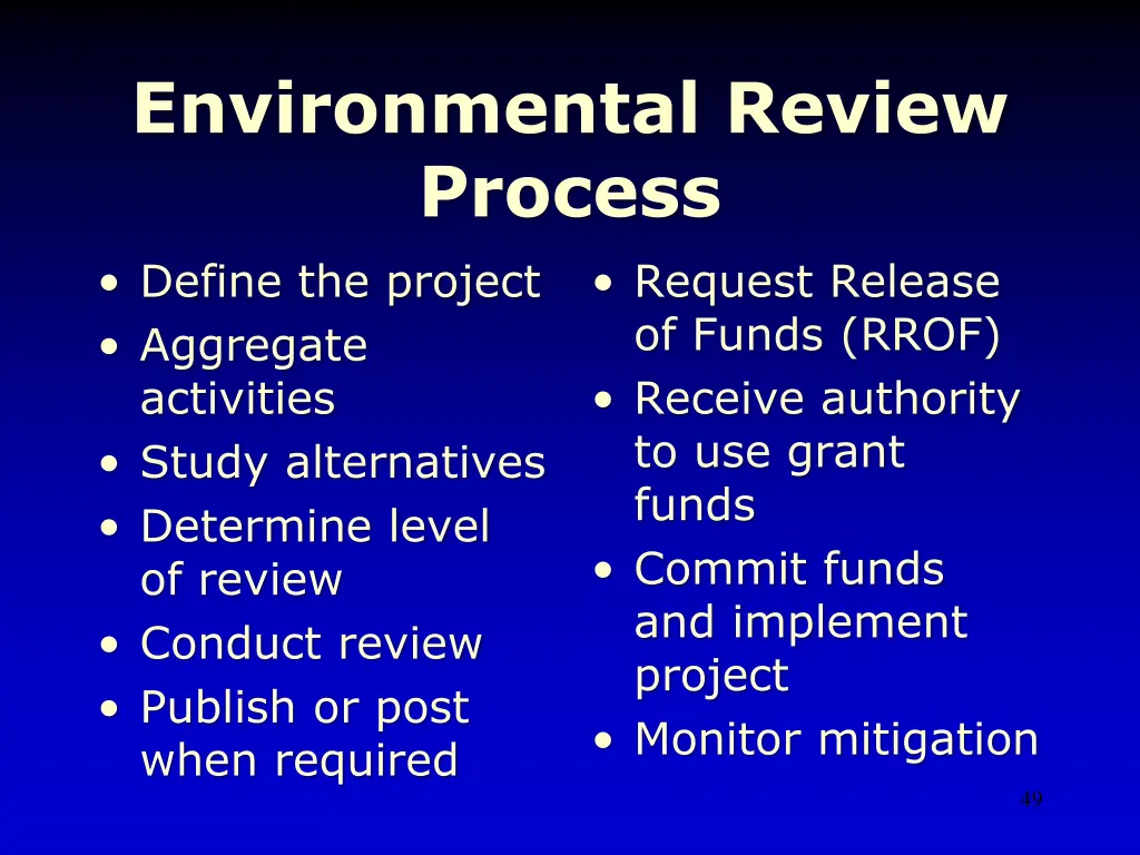 environmental review process define the project