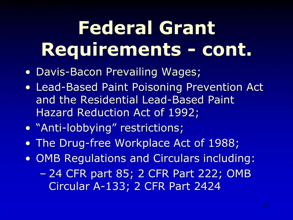 federal grant requirements cont
