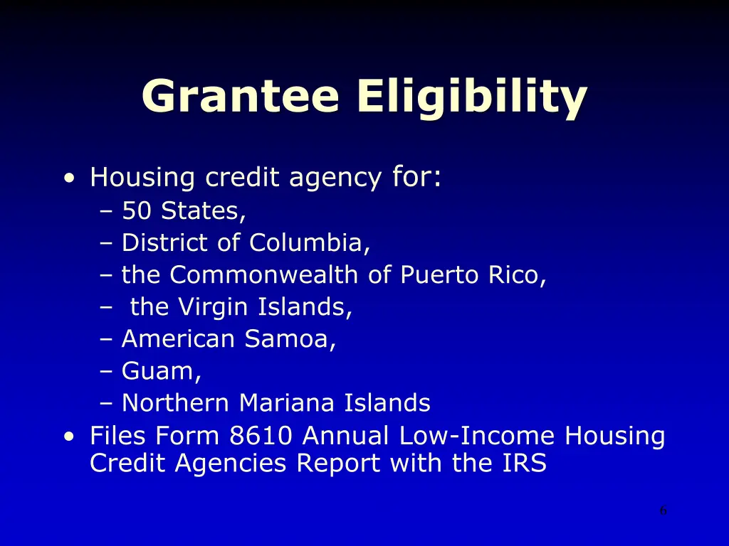 grantee eligibility