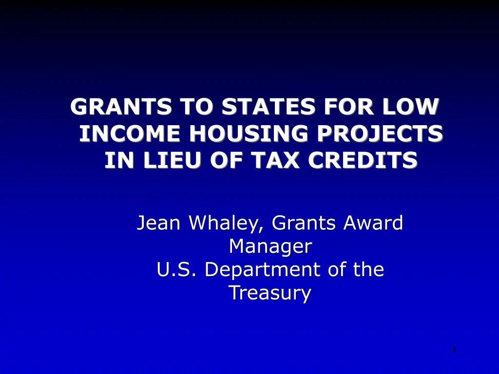 grants to states for low income housing projects
