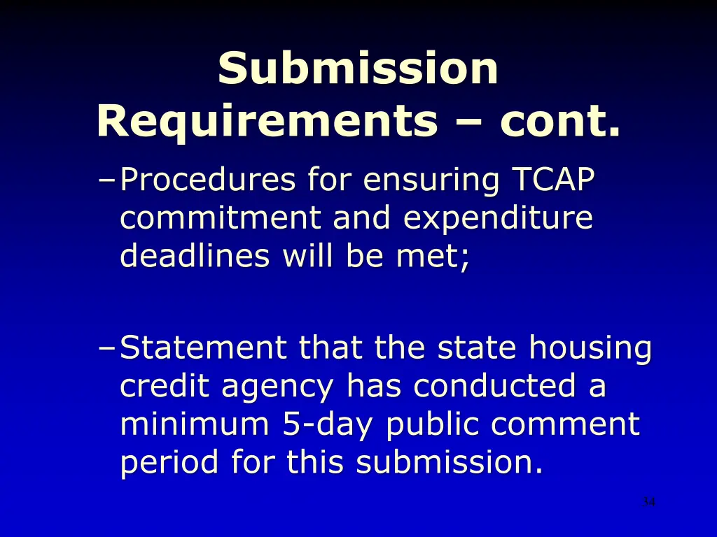 submission requirements cont procedures