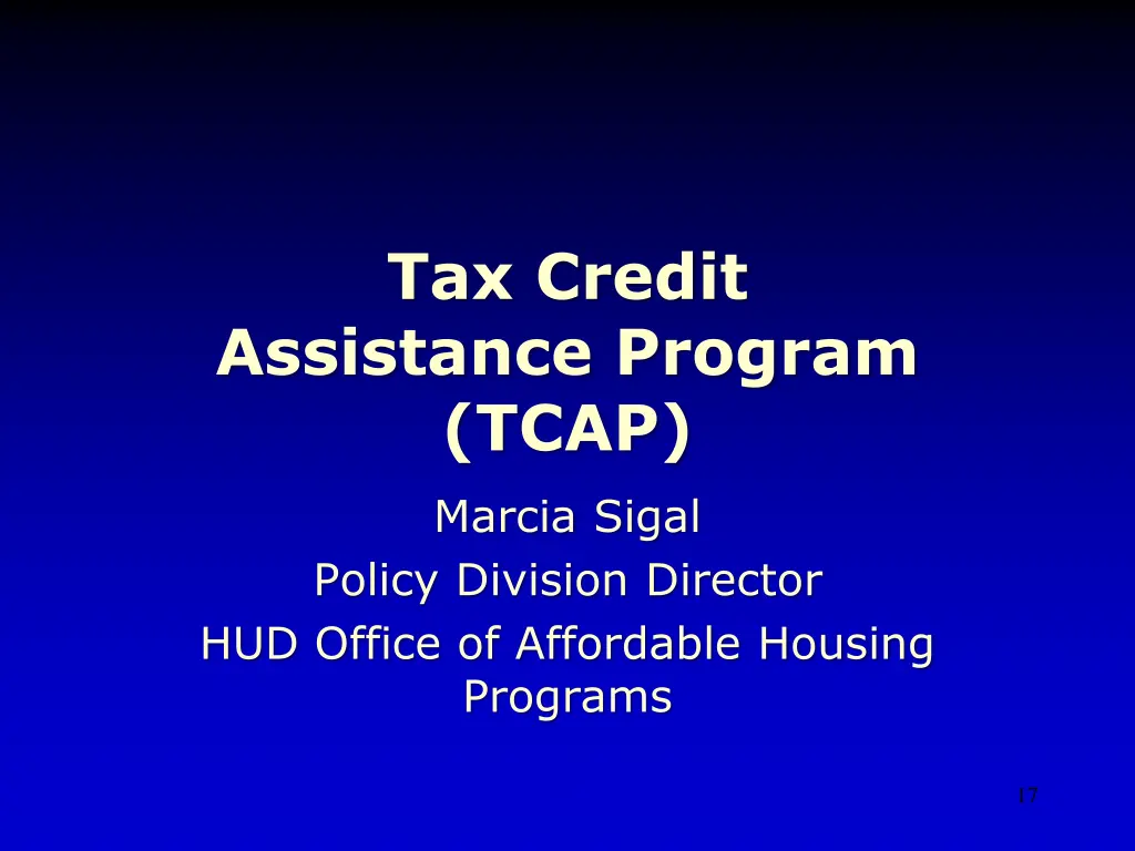 tax credit assistance program tcap