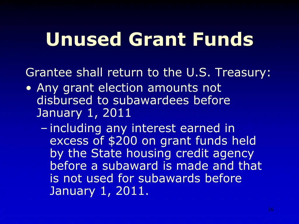unused grant funds