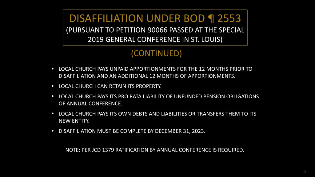 disaffiliation under bod 2553 pursuant 1
