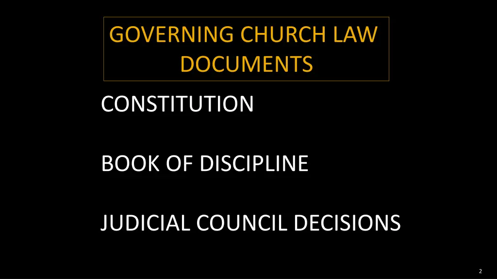 governing church law documents