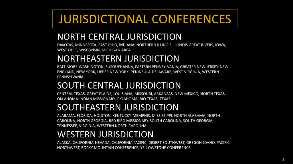 jurisdictional conferences