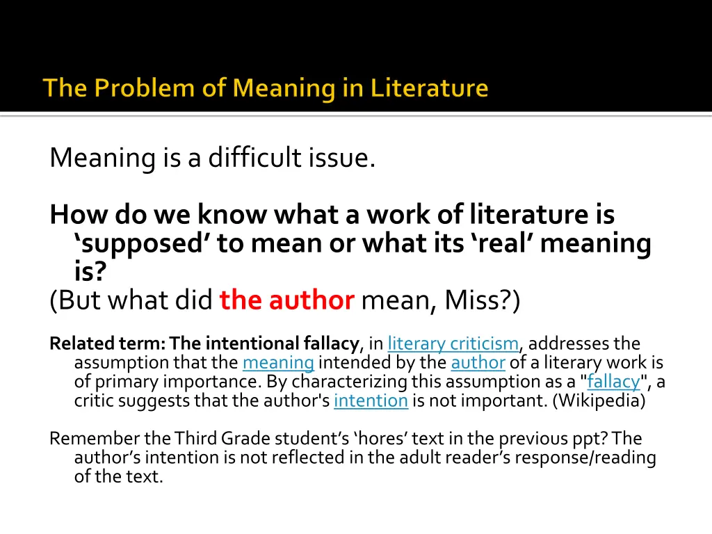 meaning is a difficult issue