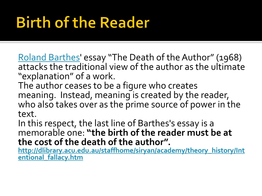 roland barthes essay the death of the author 1968