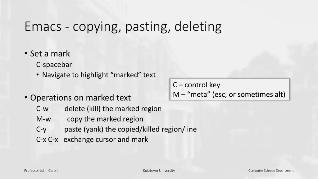 emacs copying pasting deleting