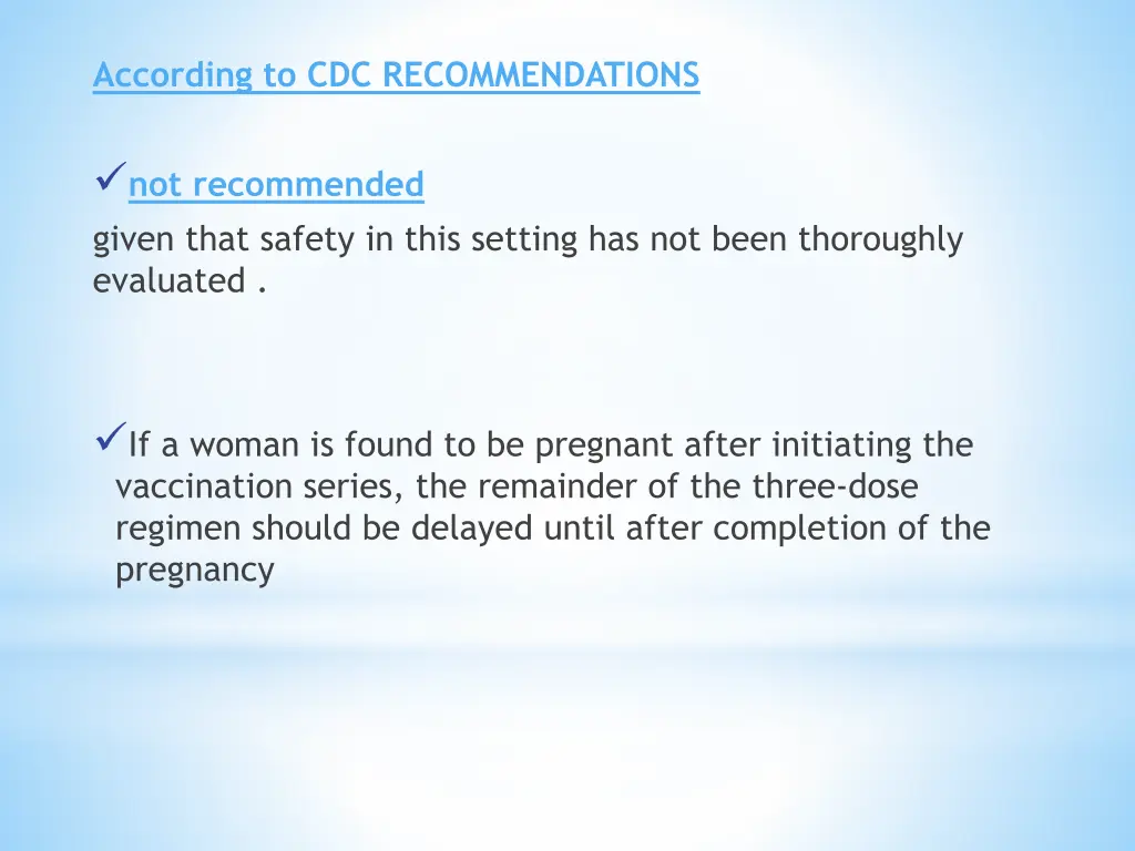 according to cdc recommendations