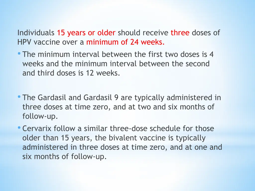 individuals 15 years or older should receive