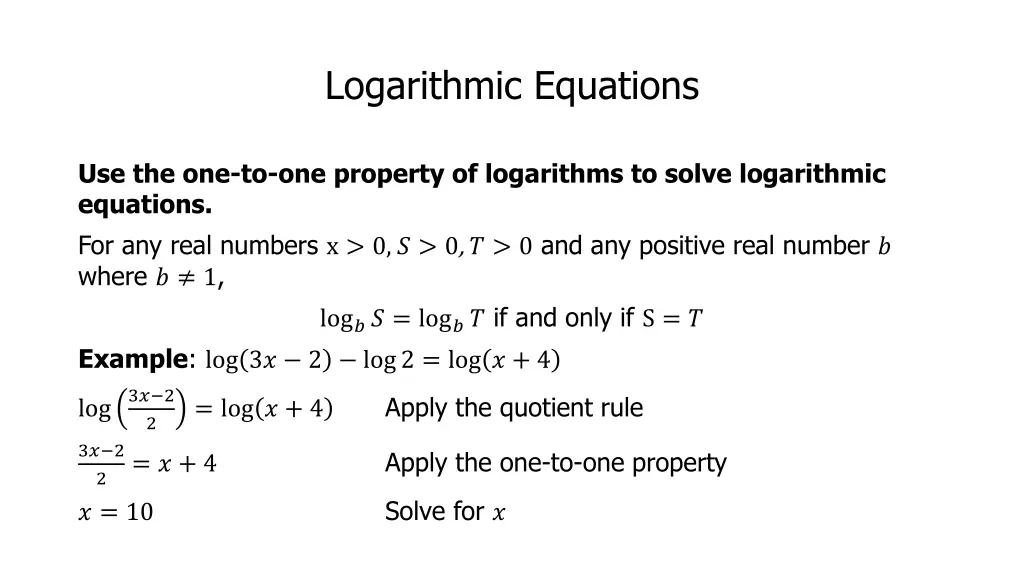 logarithmic equations 1