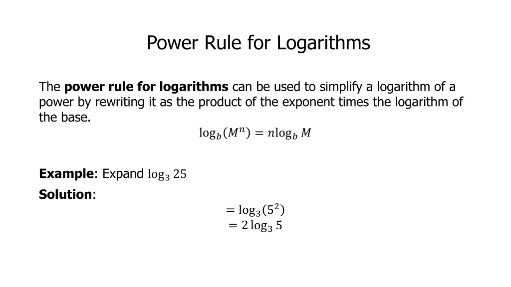 power rule for logarithms