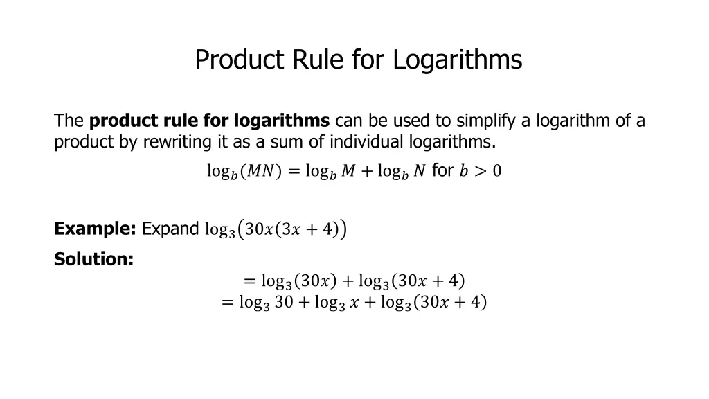product rule for logarithms