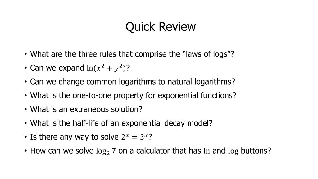 quick review