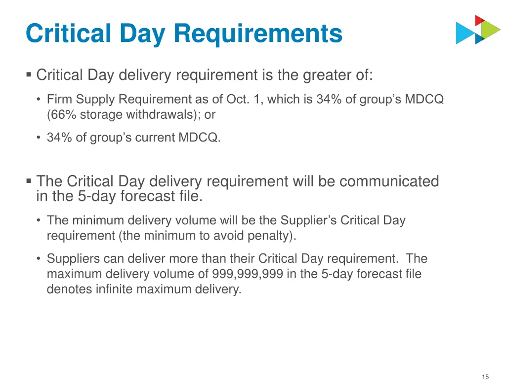 critical day requirements
