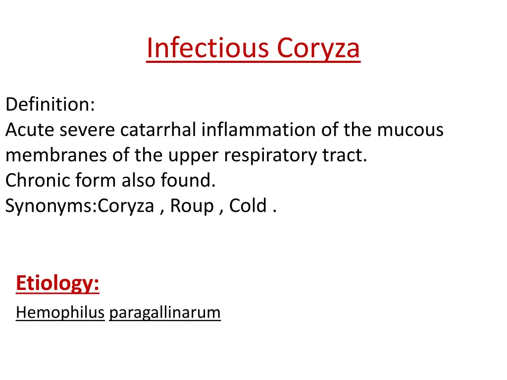 infectious coryza