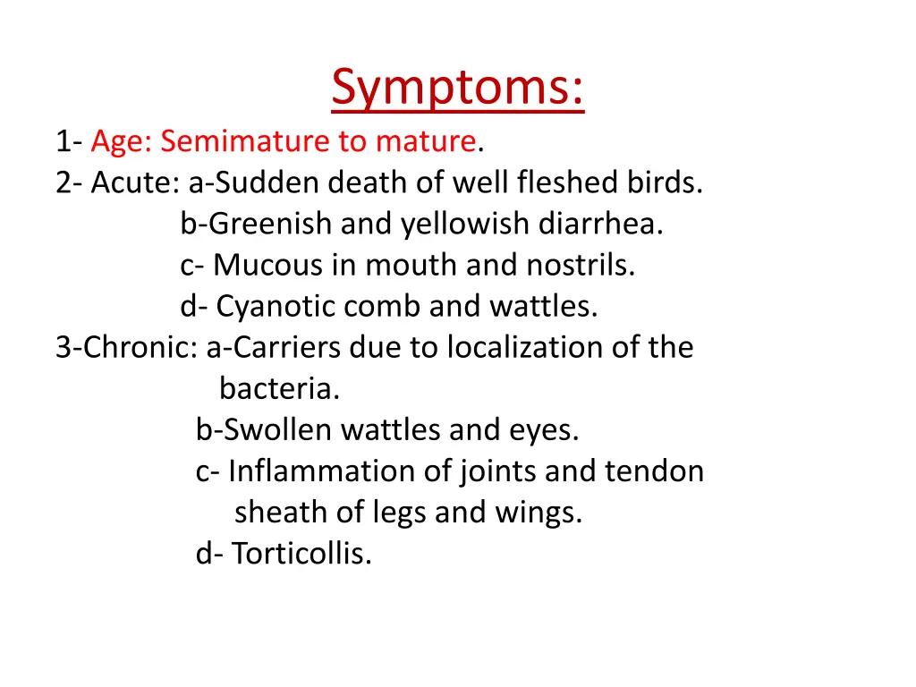 symptoms