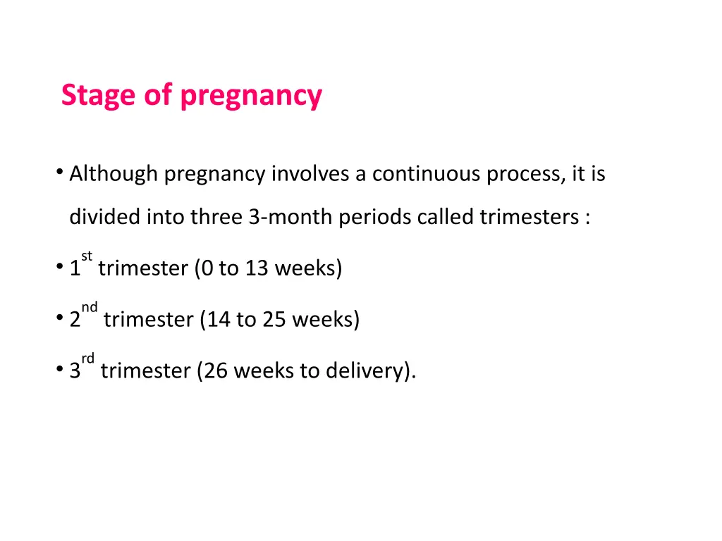 stage of pregnancy
