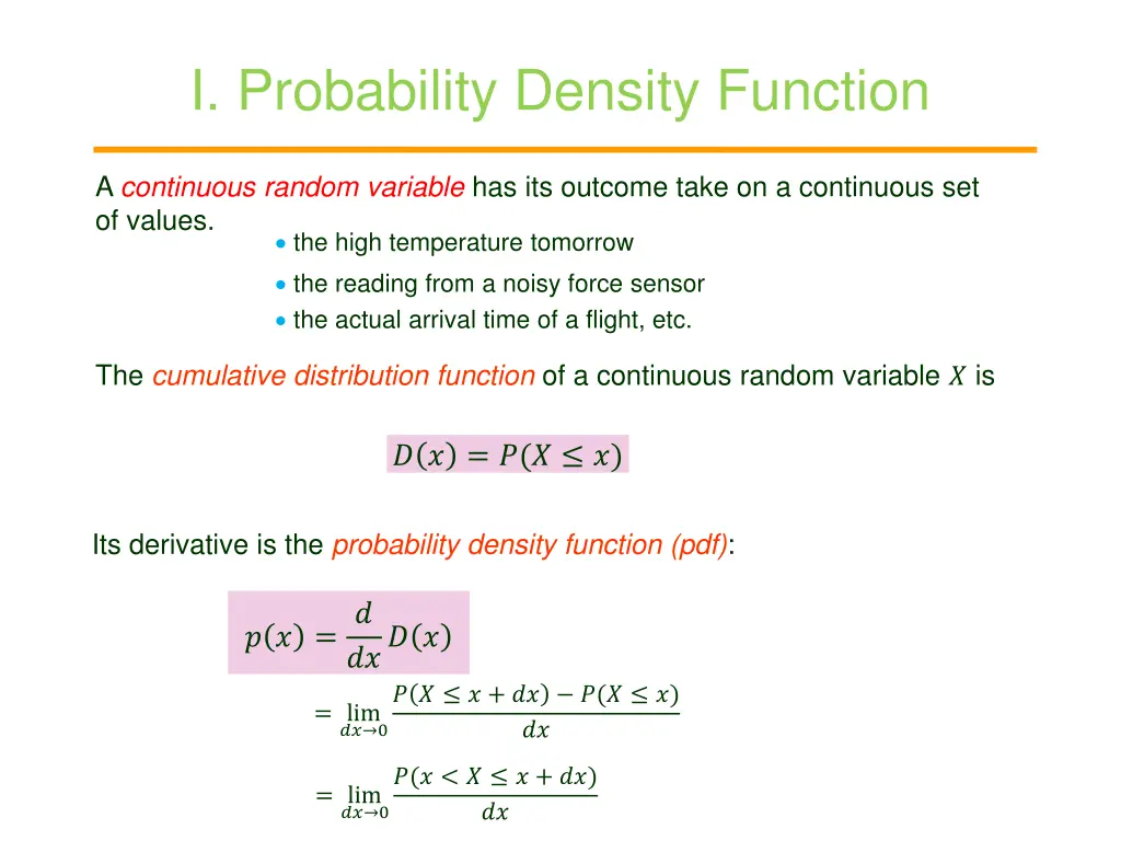 i probability density function