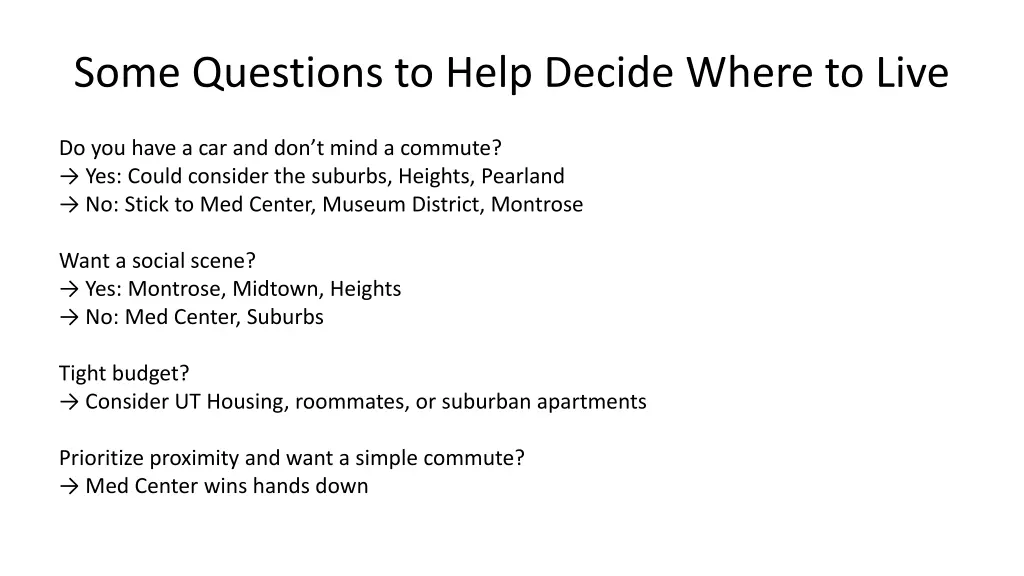 some questions to help decide where to live