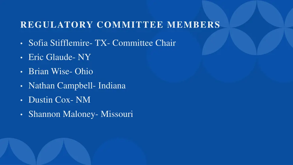 regulatory committee members