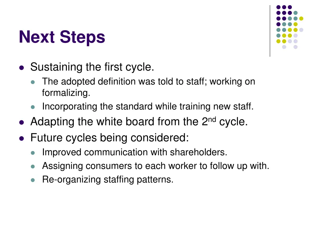 next steps