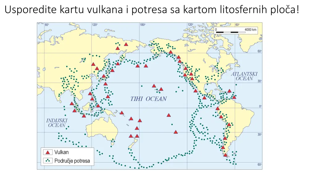 usporedite kartu vulkana i potresa sa kartom