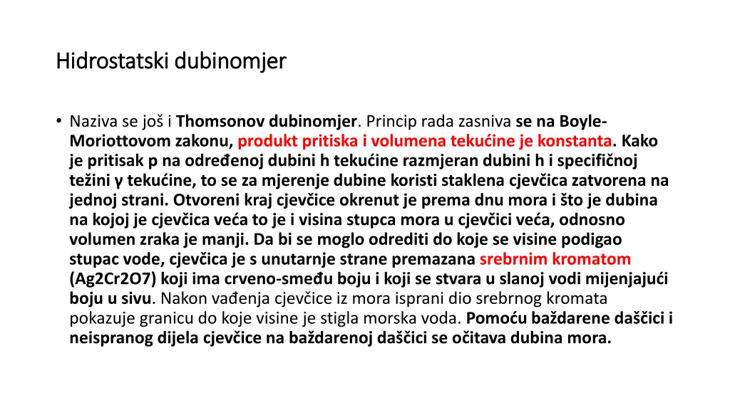 hidrostatski dubinomjer hidrostatski dubinomjer