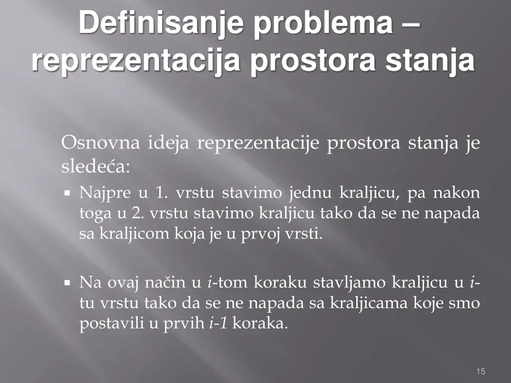 definisanje problema reprezentacija prostora 3