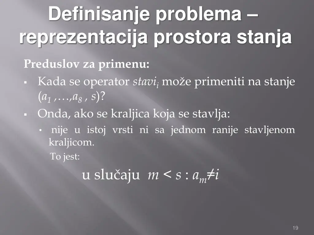 definisanje problema reprezentacija prostora 7