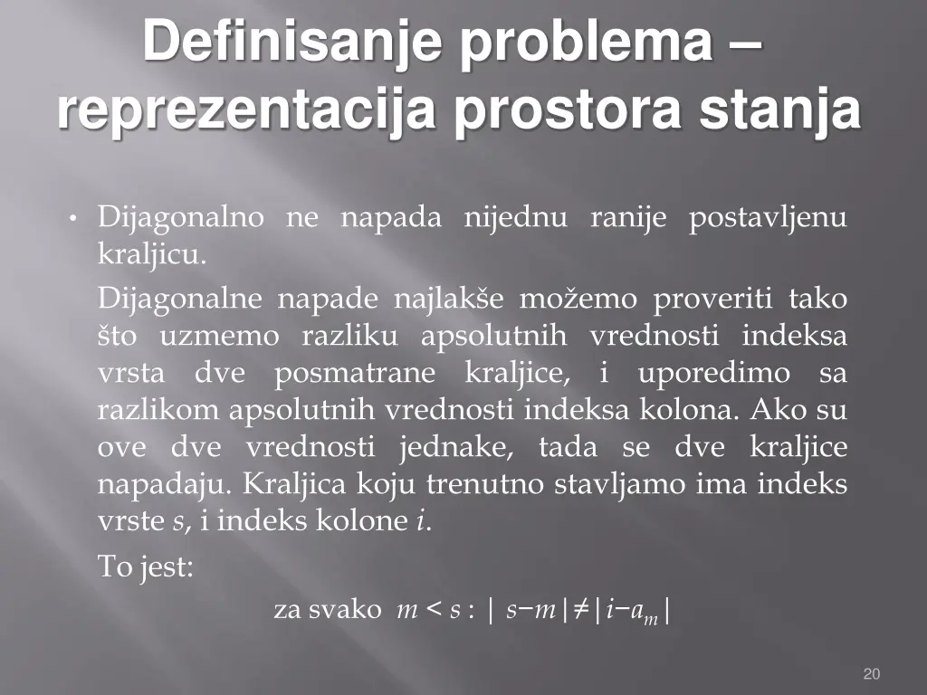 definisanje problema reprezentacija prostora 8