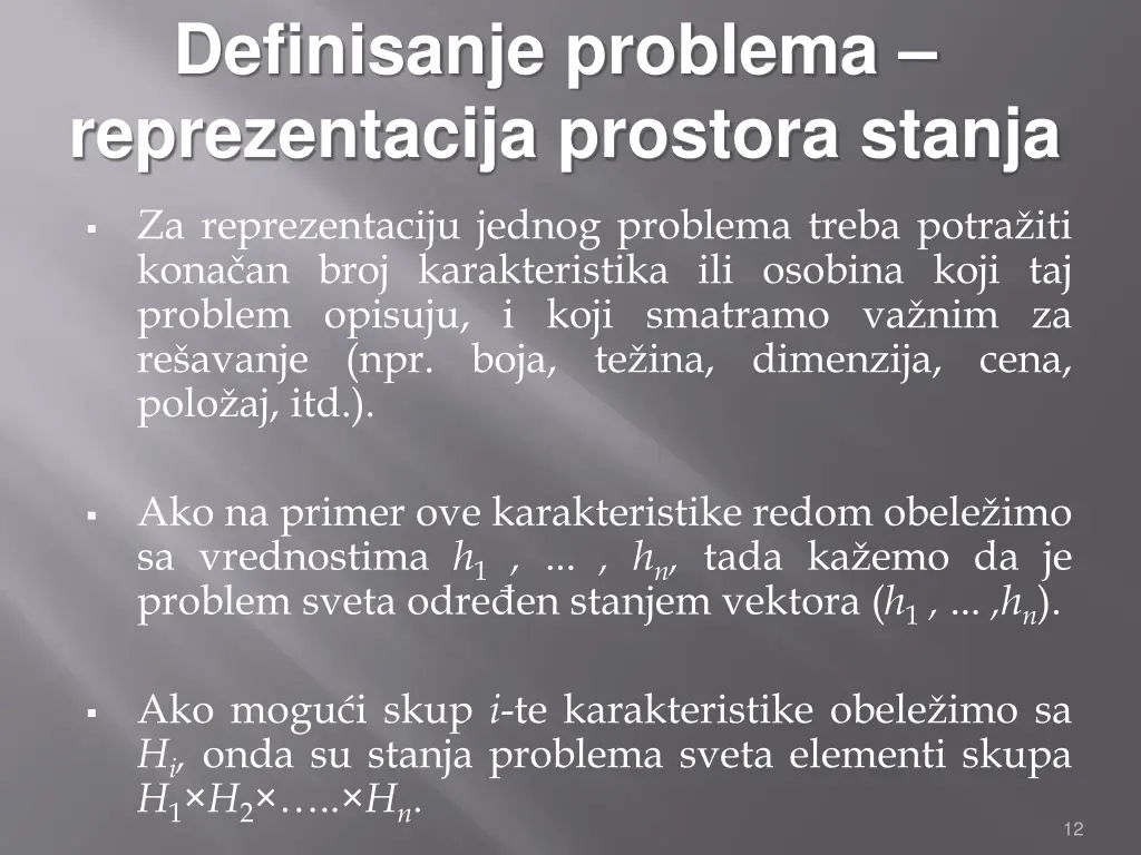 definisanje problema reprezentacija prostora
