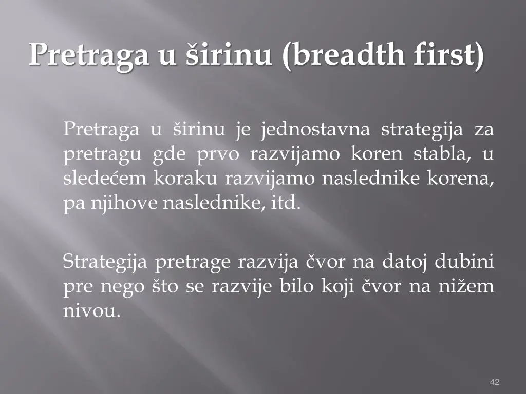 pretraga u irinu breadth first